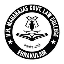 Seal of Maharajas Govt. Law College, Ernakulam: circular emblem with an open book and tassel symbol inside, and text around the edge reading the college name and location.