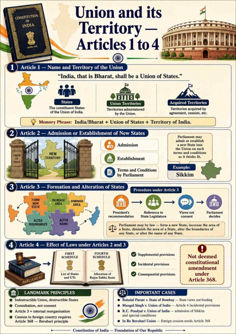 Union and its Territory under Indian Constitution: Articles 1 to 4 ...