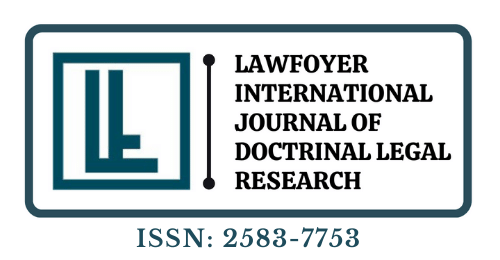 Logo for Lawyer International Journal of Doctrinal Legal Research, with a teal-framed monogram on the left and ISSN 2583-7753 below.
