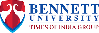 Bennett University logo: shield crest on the left with blue 'BENNETT UNIVERSITY' text and red 'TIMES OF INDIA GROUP' subtitle on the right.