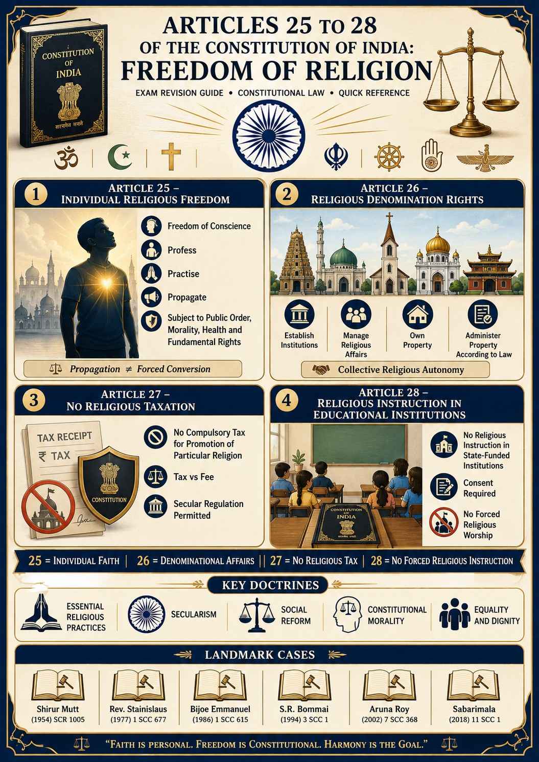 Articles 25 to 28 of the Constitution of India: Freedom of Religion ...