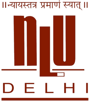 Logo featuring stylized red letters NJU above a line, with the word DELHI beneath and Devanagari script along the top.